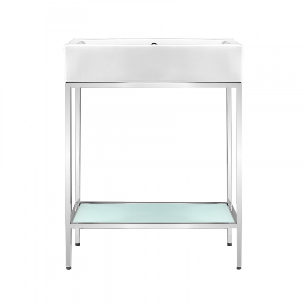 Pierre 24 Single, Freestanding, Open Shelf, Chrome Metal Frame Bathroom Vanity