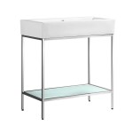 Pierre 32 Single, Freestanding, Open Shelf, Chrome Metal Frame Bathroom Vanity