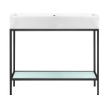 Pierre 40 Single, Freestanding, Open Shelf, Matte Black Metal Frame Vanity