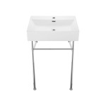 Claire 24 Ceramic Console Sink White Basin Chrome Legs