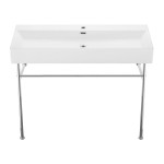 Claire 40 Ceramic Console Sink White Basin Chrome Legs