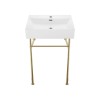 Claire 24 Ceramic Console Sink White Basin Gold Legs