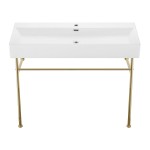 Claire 40 Ceramic Console Sink White Basin Gold Legs