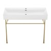 Claire 40 Ceramic Console Sink White Basin Gold Legs