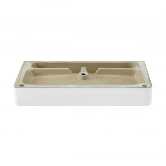 Carre 36" Ceramic Console Sink White Basin Black Legs