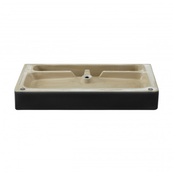 Carre 36 Ceramic Console Sink Matte Black Basin Gold Legs