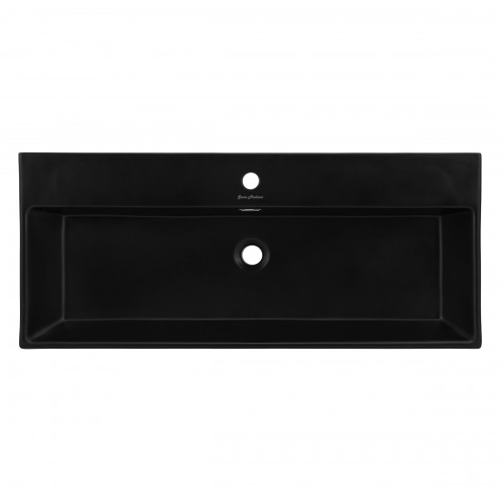 Claire 40 Ceramic Console Sink Matte Black Basin Gold Legs