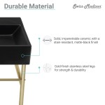 Claire 40 Ceramic Console Sink Matte Black Basin Gold Legs