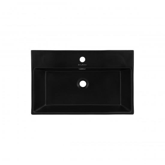 Claire 24 Ceramic Console Sink Matte Black Basin Chrome Legs