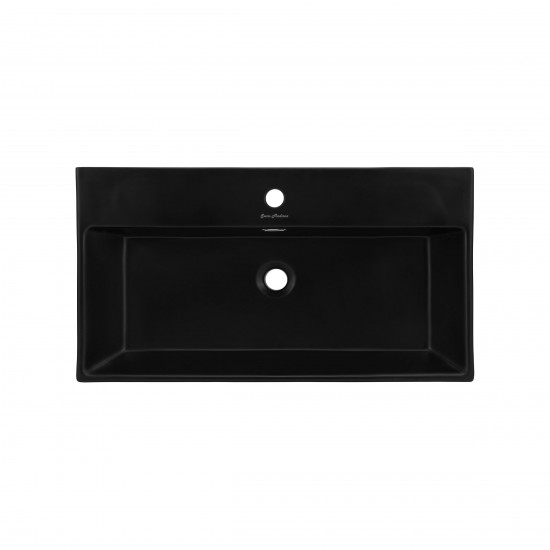 Claire 30 Ceramic Console Sink Matte Black Basin Chrome Legs