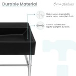 Claire 30 Ceramic Console Sink Matte Black Basin Chrome Legs