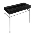 Claire 40 Ceramic Console Sink Matte Black Basin Chrome Legs