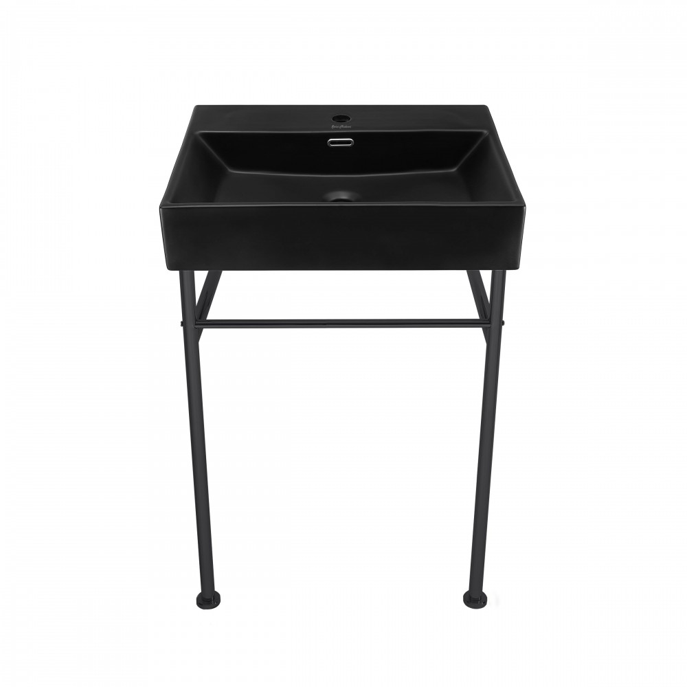 Claire 24 Ceramic Console Sink Matte Black Basin Black Legs