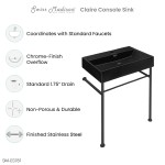 Claire 24 Ceramic Console Sink Matte Black Basin Black Legs