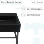 Claire 24 Ceramic Console Sink Matte Black Basin Black Legs