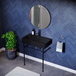 Claire 30 Ceramic Console Sink Matte Black Basin Black Legs