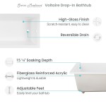 Voltaire 72" x 36" Reversible Drain Drop-In Bathtub