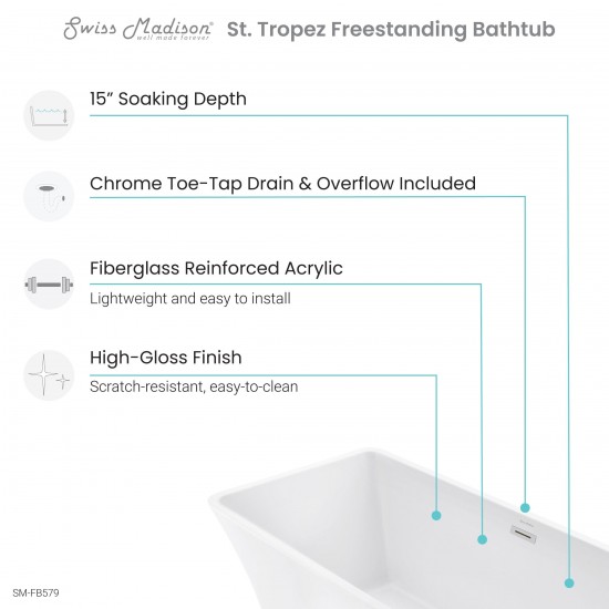 Swiss Madison St. Tropez 67" Freestanding Bathtub