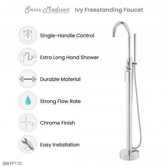 Swiss Madison Ivy Freestanding Bathtub Faucet in Chrome