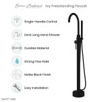 Swiss Madison Ivy Freestanding Bathtub Faucet in Matte Black