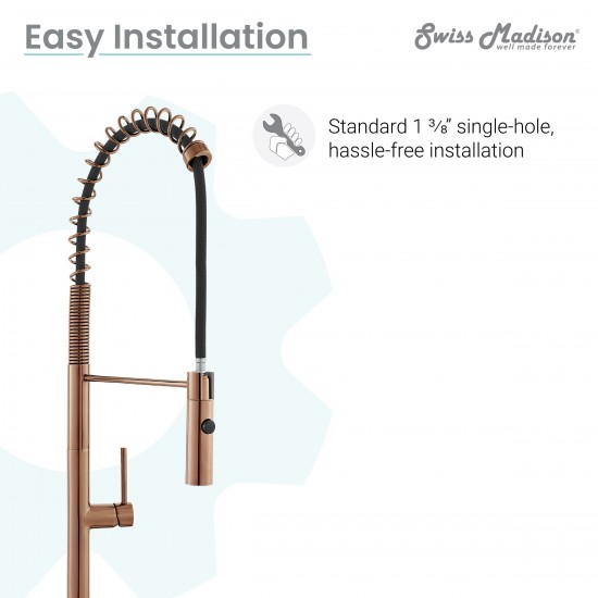 Chalet Single Handle, Pull-Down Kitchen Faucet in Rose Gold