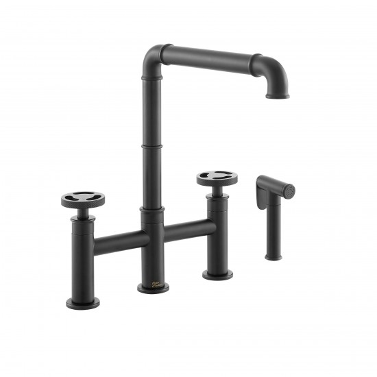Avallon Pro Widespread Kitchen Faucet with Side Sprayer in Matte Black