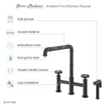 Avallon Pro Widespread Kitchen Faucet with Side Sprayer in Matte Black