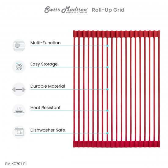 Swiss Madison 17" x 13" Kitchen Sink Grid, Red