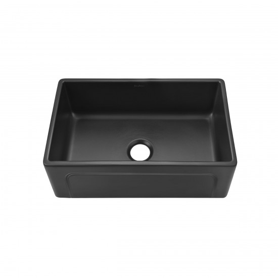 Lyon 24 x 18 Fireclay, Single Basin, Farmhouse Kitchen Sink in Matte Black