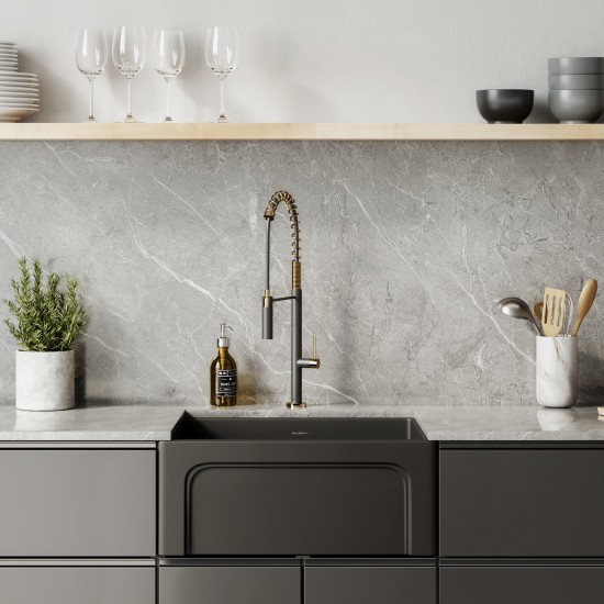 Lyon 24 x 18 Fireclay, Single Basin, Farmhouse Kitchen Sink in Matte Black