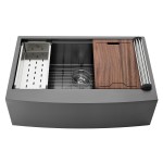 Tourner 33x22 Single Basin, Farmhouse Kitchen Workstation Sink with Apron, Black