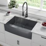 Rivage 30x21 Stainless Steel, Single Basin, Farmhouse Kitchen Sink, Apron, Black