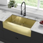 Rivage 36x21 Stainless Steel, Single Basin, Farmhouse Kitchen Sink, Apron, Gold