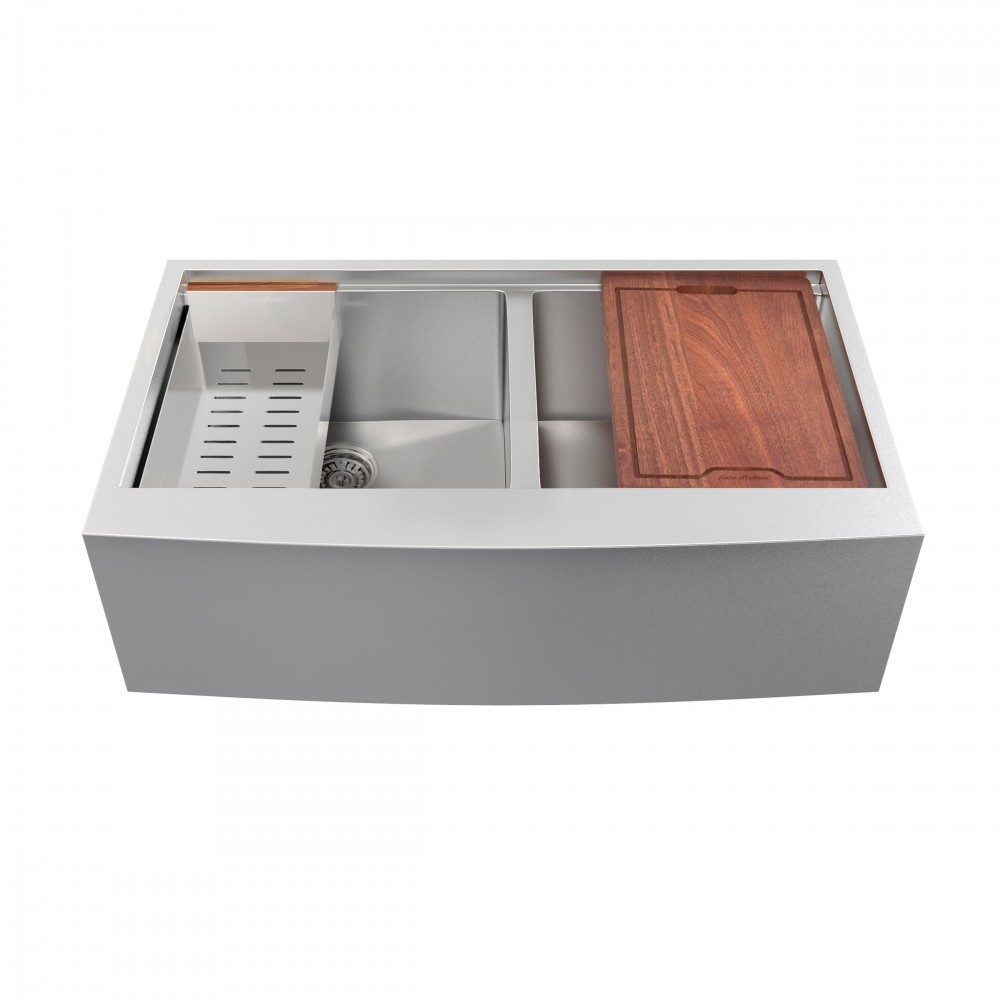 Rivage 36 x 22 Dual Basin Apron Kitchen Workstation Sink Rivage 36 x 22 Dual Basin Apron Kitchen Workstation Sink