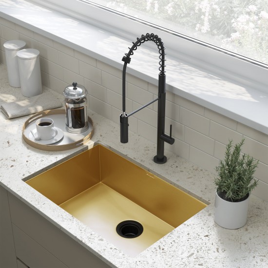 Tourner 26 x 18 Stainless Steel, Single Basin, Undermount Kitchen Sink, Gold