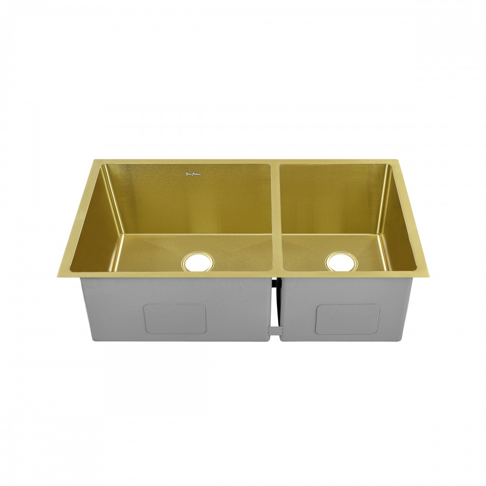 Rivage 33 x 20 Stainless Steel, Dual Basin, Undermount Kitchen Sink in Gold