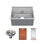 Rivage 27 x 19 Single Basin Undermount Kitchen Workstation Sink