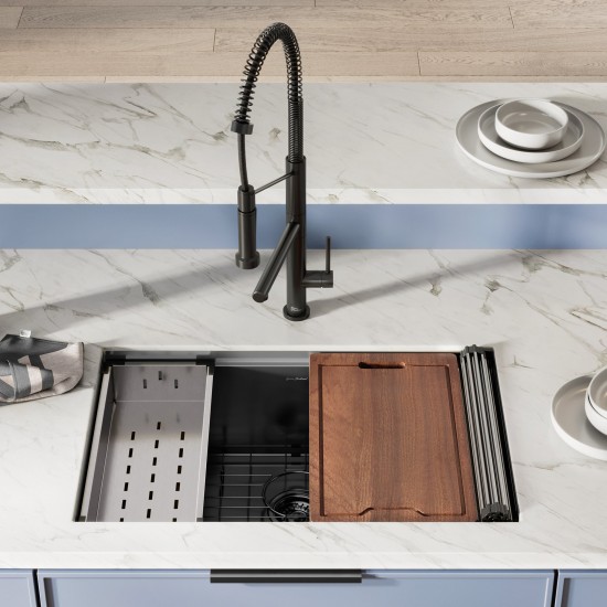 Tourner 30 x 19 Stainless Steel, Undermount Kitchen Workstation Sink in Black