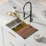 Tourner 30 x 19 Stainless Steel, Undermount Kitchen Workstation Sink in Gold