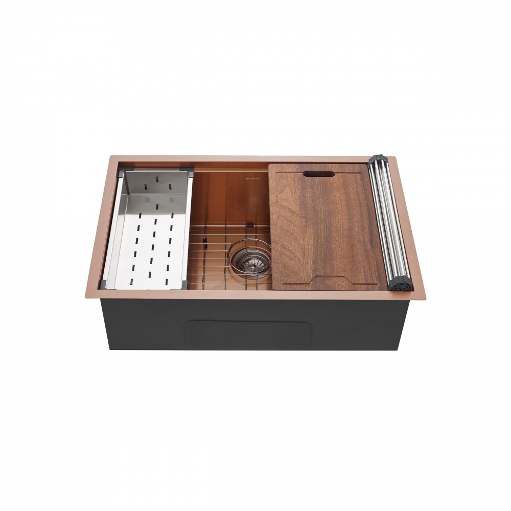 Tourner 30 x 19, Single Basin, Undermount Kitchen Workstation Sink in Rose Gold