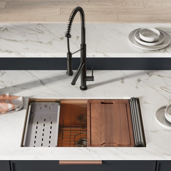 Tourner 30 x 19, Single Basin, Undermount Kitchen Workstation Sink in Rose Gold