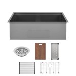 Tourner 32 x 19 Stainless Steel, Undermount Kitchen Workstation Sink in Black
