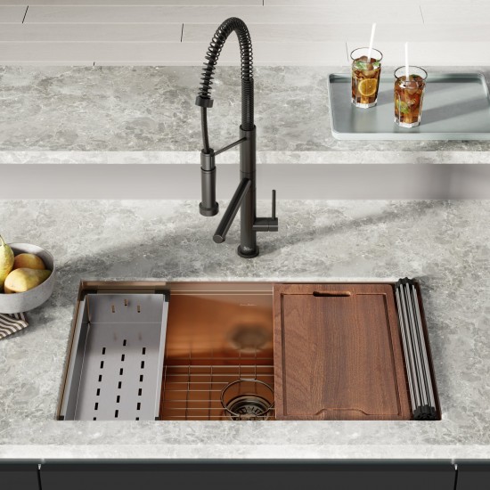 Tourner 32 x 19, Single Basin, Undermount Kitchen Workstation Sink in Rose Gold