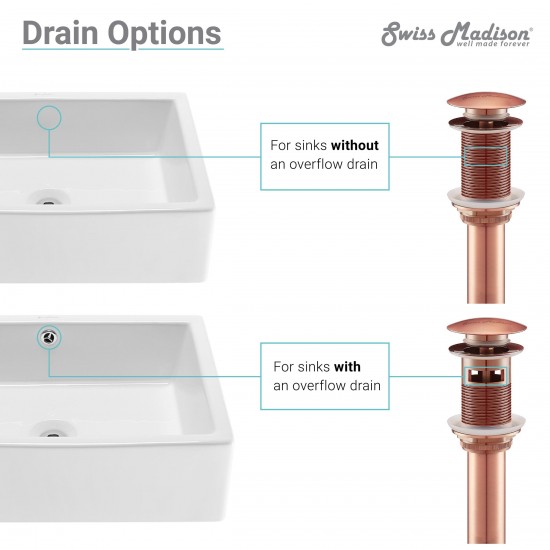 Residential Non-Overflow Pop Up Sink Drain 1.75 in Rose Gold