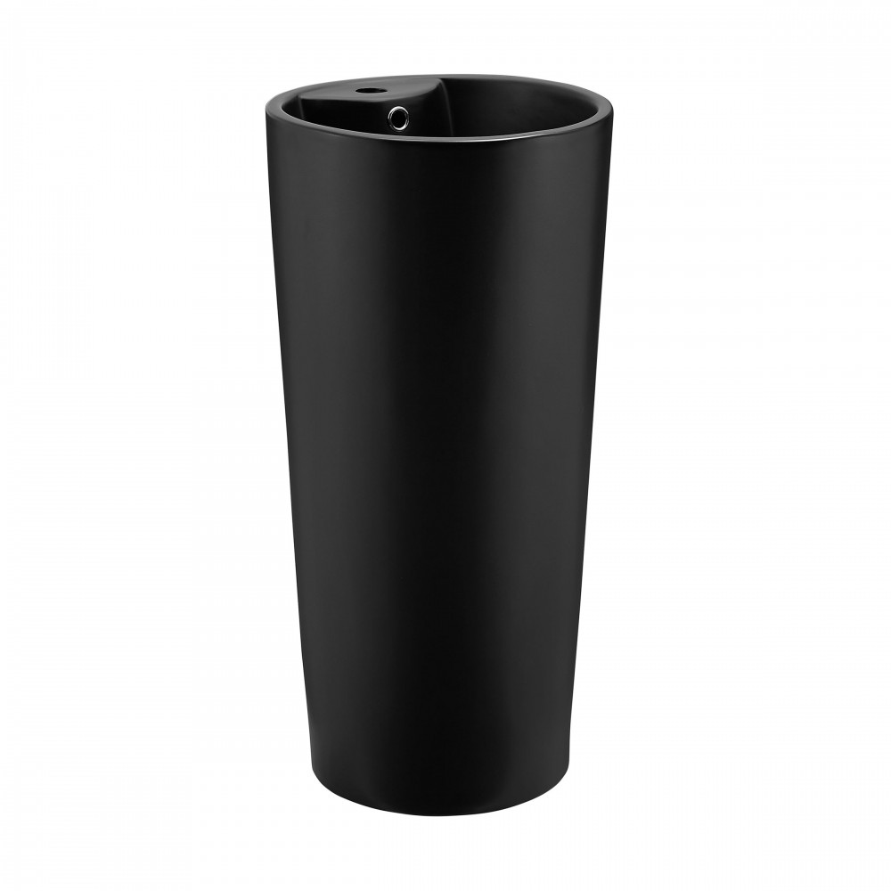 Swiss Madison Monaco Circular Basin Pedestal Sink, Matte Black