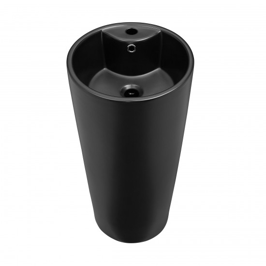 Swiss Madison Monaco Circular Basin Pedestal Sink, Matte Black