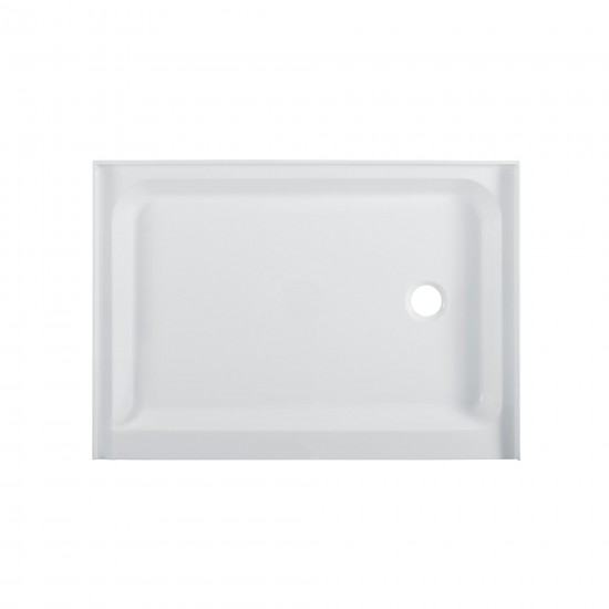 Voltaire 48" x 36" Acrylic White, Single-Threshold, Right Drain, Shower Base