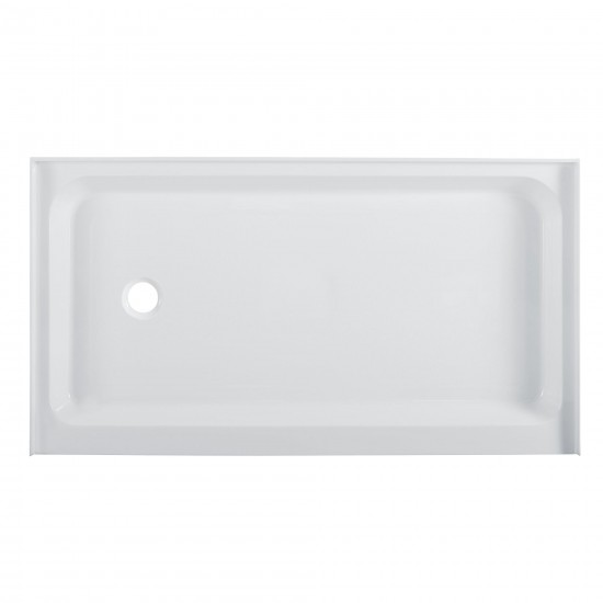 Voltaire 60 x 36 Acrylic White, Single-Threshold, Left-Hand Drain, Shower Base