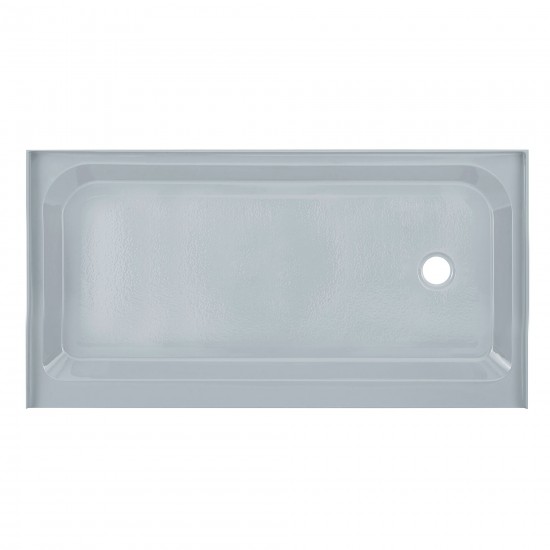 Voltaire 60 x 32 Single-Threshold, Right-Hand Drain, Shower Base in Grey