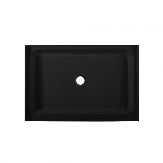Voltaire 48 x 32 Acrylic Black, Single-Threshold, Center Drain, Shower Base